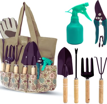 Scuddles 8-Piece Gardening Tool Set with Tote Bag