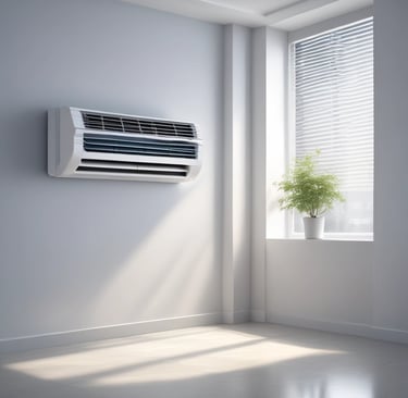A technician carefully cleaning a cassette air conditioner unit indoors.