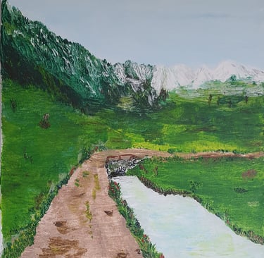 Réf : PAY230307. Paysage printanier. 33x44cm. 120€.