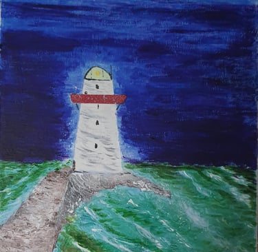 Réf : PAY240315. Phare au crépuscule. 33x24cm. 80€.