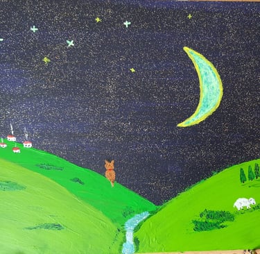 Réf : ENF240516. Nuit phosphorescente. 30x24cm. 30€.