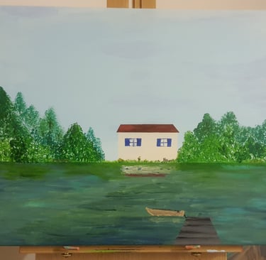 Réf : PAY240716. Maison du marais poitevin. 50x44cm. 200€.