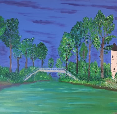 Réf : PAY240722. Crépuscule sur le marais Poitevin. 50x44cm. 200€. 