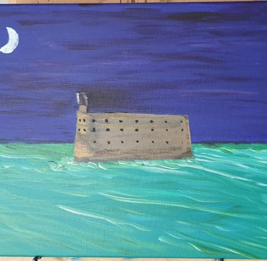 Réf : PAY240817. Silhouette du fort Boyard. 40x30cm. 120€. 