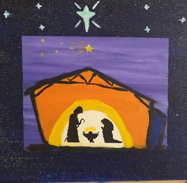 Réf : NAT240902. Nativité dans la grange. Bois 30x21. 40€.