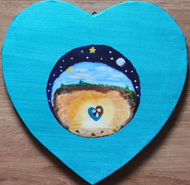 Réf : NAT240910. Dans l'œil de la nativité. Sur châssis et toile. 29x30cm. 50€.