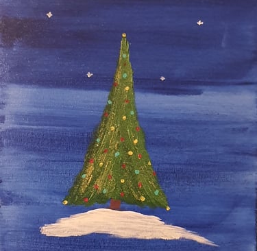 Réf : NOE241206; Sapin décoré. 24x33. 