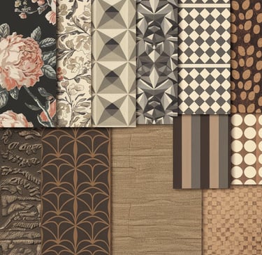 papiers peints à motifs floraux, géométrique