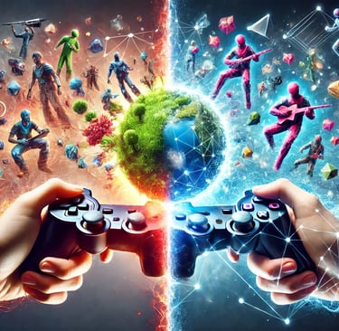 controle conectando o mundo real ao digital, representando a interação dos jogadores com o universo