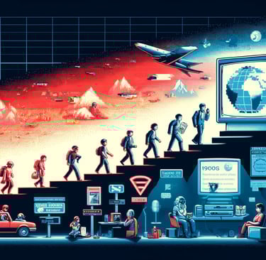 Linha do tempo visual mostrando a evolução dos jogos ativistas, do estilo pixelado dos anos 1980