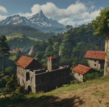 evolução dos jogos de mundo aberto, com cenários representativos de 'Elite', 'The Legend of Zelda', 