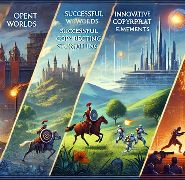 temas de sucesso em jogos adaptados, como mundos abertos e jogabilidade estratégica.