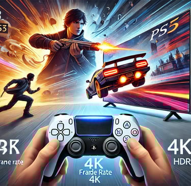 Jogador usando um DualSense para jogar títulos de PS3 no PS5 com gráficos otimizados em uma tela gra
