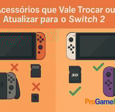 Comparativo de acessórios antigos e novos do Nintendo Switch 2.