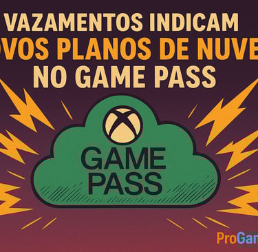 Arte com nuvem verde do Game Pass e raios simbolizando vazamentos e novidades.