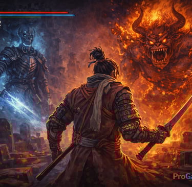 Cenário de jogo moderno com combate intenso simbolizando desafio elevado e escolhas estratégicas