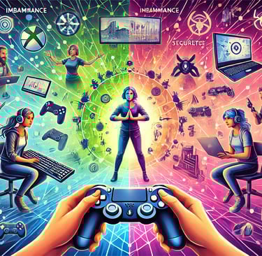 Comunidade gamer dividida, destacando os benefícios e os desafios do crossplay, como segurança