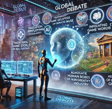 impacto futuro da IA Muse na indústria de jogos, com estúdios equilibrando criatividade humana