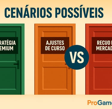 Três portas coloridas simbolizando os possíveis caminhos da estratégia Xbox.