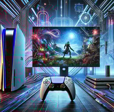 a video game console with a video game controller and a game controller