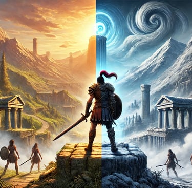 versão clássica e uma remasterizada de um jogo épico, destacando a evolução gráfica e melhorias espe