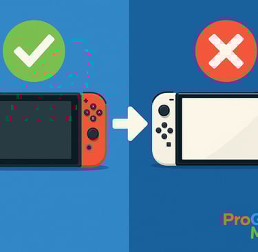 Comparação entre Nintendo Switch original e Switch 2 com ícones de compatibilidade.