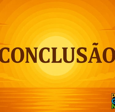 Arte horizontal com o sol ao entardecer e a palavra “Conclusão” ao centro