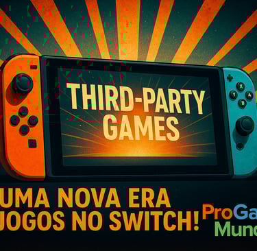 Nintendo Switch 2 brilhando sob luzes coloridas, simbolizando o futuro do apoio third-party