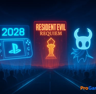 Estrada futurista com hologramas de ícones gamer iluminando o horizonte.