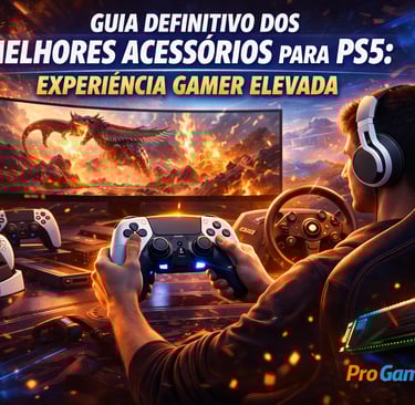 Jogador utilizando acessórios avançados do PS5 para uma experiência gamer aprimorada.