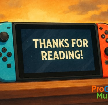 Nintendo Switch sobre mesa com mensagem de encerramento