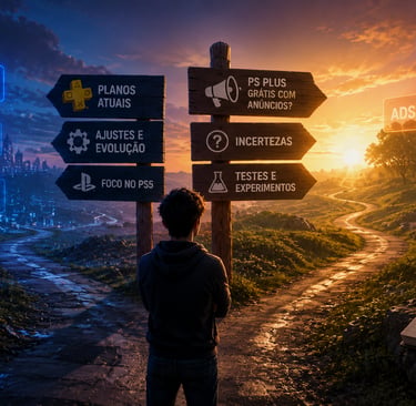 Jogador observa caminhos digitais sobre o futuro da PS Plus.