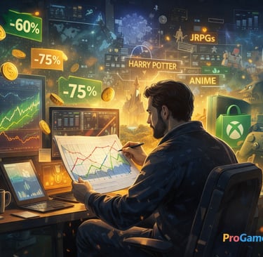 Ilustração analítica sobre promoções do Xbox e impacto econômico das ofertas digitais