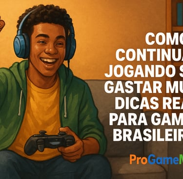 Gamer brasileiro sorrindo e comemorando vitória, representando esperança e equilíbrio financeiro 