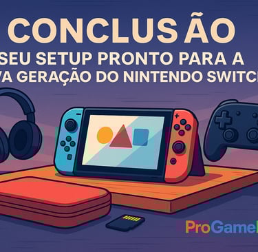 Setup gamer completo com Switch 2 e acessórios modernos.
