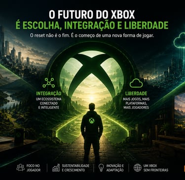 Imagem mostra futuro integrado do Xbox com console, PC e nuvem.