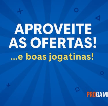Ilustração horizontal de um gamer diante de uma vitrine digital de jogos da PS Store.