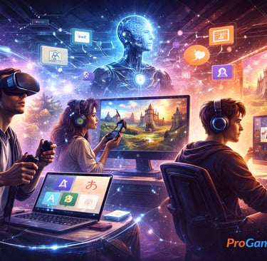 Jogadores usando diferentes gêneros de games que estimulam habilidades linguísticas variadas