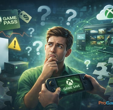 Ilustração sobre riscos do Xbox ligados a Game Pass, identidade e estratégia.
