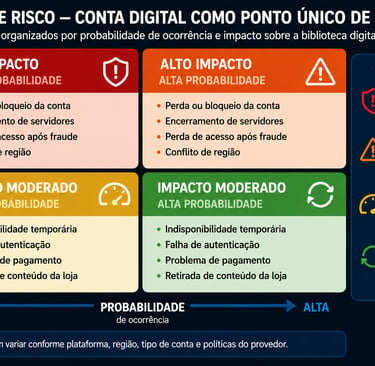 Matriz de riscos da conta digital por impacto e probabilidade de ocorrência.