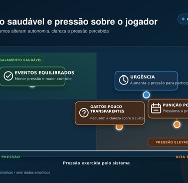 Matriz compara eventos equilibrados com urgência, punição e gastos pouco claros.