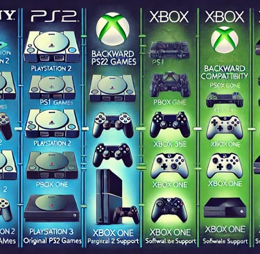 evolução da retrocompatibilidade entre Sony e Microsoft , destacando as diferenças entre os consoles
