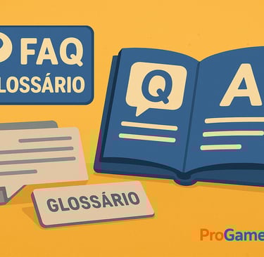 Infográfico horizontal com FAQ e Glossário sobre a lei das loot boxes.