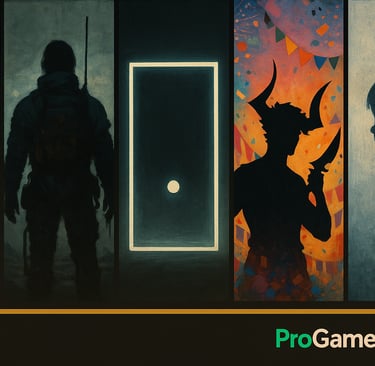 Poster horizontal apresenta cinco painéis estilizados, cada um simbolizando um candidato ao GOTY 25