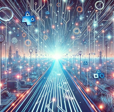 a city street with many different types of electronic devices