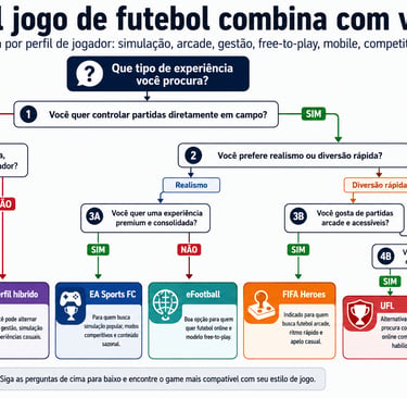 Fluxograma para escolher game de futebol por perfil de jogador