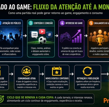 Fluxograma mostra da partida real à monetização nos games de futebol.