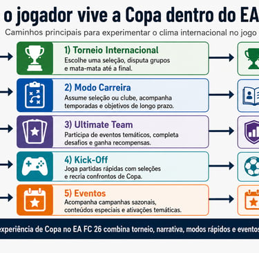 Fluxograma dos modos para viver a Copa em EA Sports FC 26