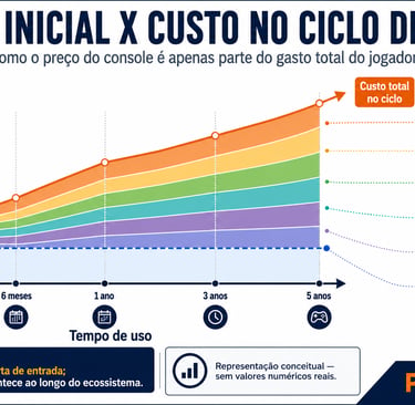 Gráfico mostra custo inicial e gasto acumulado no ciclo de vida do console.