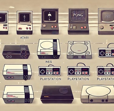 a display of old video game consoles and video game consoles
